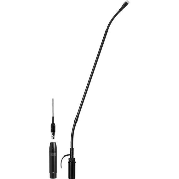 Микрофон MX418 Microflex® на гусиной шее 45,7 см, без предусилителя, Переключатель отключения звука: Нет, Индикатор статуса: Нет, Предусилитель входит в комплект: Нет, Вывод кабеля: Сбоку или снизу, Настольное крепление: A412b, Капсюль: Нет
